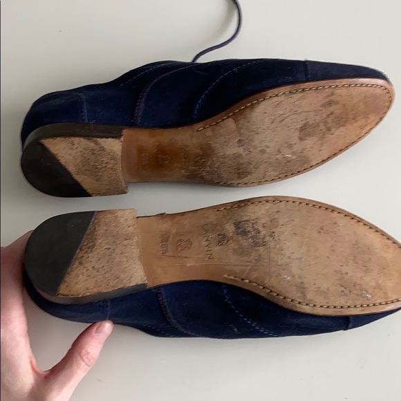 Lanvin Blue Suede Brogue Oxford Shoes Size 9.5 - Picture 6 of 8